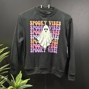 Pink Velvet Spooky Vibes Ghost ✌️pullover fleece lined sweatshirt,rib cuff/waist